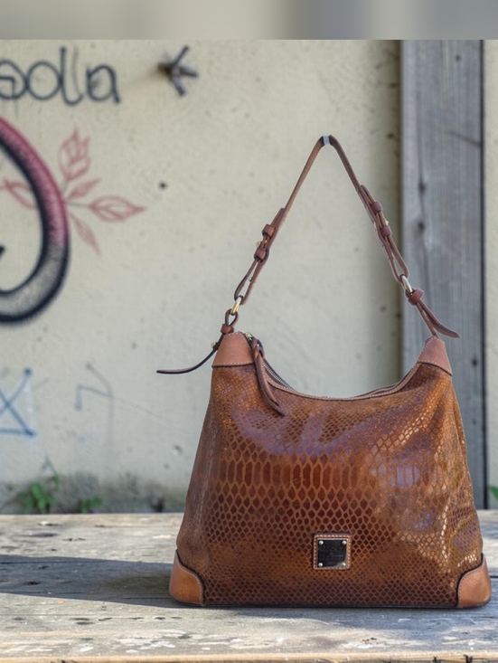 Dooney & Bourke Handbags - Dooney & Bourke Erica Snakeskin Hobo Shoulder Bag
